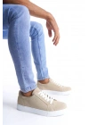SLW165 Elite Bağcıklı Süet Erkek Günlük Sneaker Ayakkabı SBT - Krem