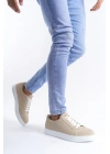 SLW165 Elite Bağcıklı Süet Erkek Günlük Sneaker Ayakkabı SBT - Krem