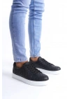 Slw166 Prestige Bağcıklı Cilt Kapitone Desenli Erkek Günlük Cbt - Siyah Erkek Sneaker Ayakkabı