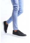 Slw166 Prestige Bağcıklı Cilt Kapitone Desenli Erkek Günlük Cbt - Siyah Erkek Sneaker Ayakkabı