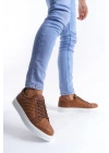 Slw166 Prestige Bağcıklı Cilt Kapitone Desenli Erkek Günlük Cbt - Taba Erkek Sneaker Ayakkabı