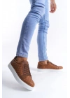 SLW166 Prestige Bağcıklı Cilt Kapitone Desenli Erkek Günlük Sneaker Ayakkabı CBT - Taba