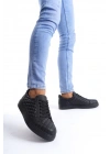 SLW166 Prestige Bağcıklı Cilt Kapitone Desenli Erkek Günlük Sneaker Ayakkabı CST - Siyah