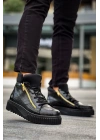 Snr-512 Boa Kalın Yüksek Siyah Taban Çift Fermuarlı Siyah Erkek Spor Erkek Bot
