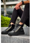 Snr-512 Boa Kalın Yüksek Siyah Taban Çift Fermuarlı Siyah Erkek Spor Erkek Bot