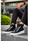Snr-512 Boa Kalın Yüksek Taban Çift Fermuarlı Siyah Erkek Spor Erkek Bot