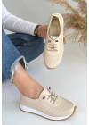 Tone Bej Cilt Bağcıklı Kadın Spor Ayakkabı