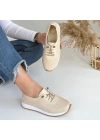 Tone Bej Cilt Bağcıklı Kadın Spor Ayakkabı