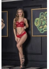 TRANSPARAN BRALET STRİNG TAKIM BORDO (MGP31632)