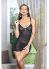 TRANSPARAN MİNİ BOY BABYDOLL STRİNG TAKIM SİYAH (MGP31962)