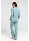 Uzun Kol Önden Düğmeli Kadın Pijama Takımı 8986