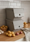 Vizon 2Li 13,5 LT Modubox Kayar Kapaklı Saklama Kabı & Patates Soğan Kovası & Erzak Kutusu