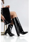 Wila Siyah Parlak Topuklu Tak Çıkar Çizme