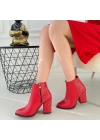 Yoont Kırmızı Cilt Topuklu Kadın Bot