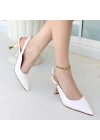 Zalin Beyaz Rugan Kadın Topuklu Ayakkabı