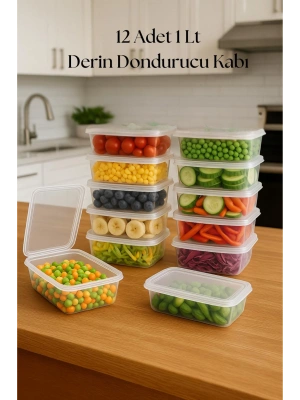 12’li Derin Dondurucu Saklama Kabı & Organizeri 1 lt 12,5x19,5x5,5 cm