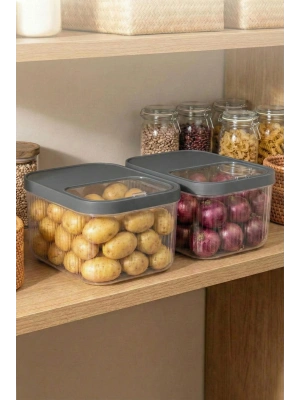 2Li 12 LT Multibox Füme Kayar Kapaklı Saklama Kabı & Erzak Kabı & Patates Soğan Kovası