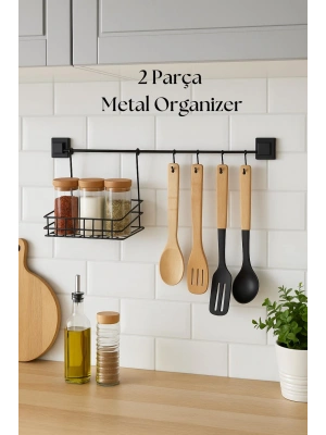 2 Parça Metal Askılı Mutfak Organizeri & Mutfak Rafı & Sepet
