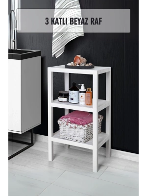 3 Katlı Beyaz Raf Kitaplık & Banyo Düzenleyicisi 73,5 cm