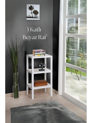 3 Katlı Beyaz Raf Kitaplık & Banyo Düzenleyicisi 73,5 cm-BRNS0048