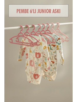 6’lı Bebek Askısı & Bebek Gardırop Askısı Pembe Set