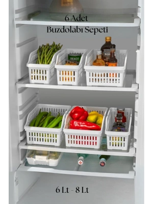6’lı Buzdolabı Organizeri Düzenleyici Çok Amaçlı Dolap Düzenleyici Beyaz 12x30x14 cm