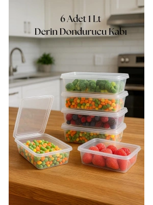 6’lı Derin Dondurucu Saklama Kabı & Organizeri 1 lt 12,5x19,5x5,5 cm
