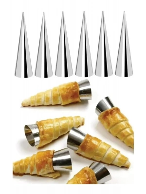 6’lı Paslanmaz Çelik Korne Huni Kalıbı Kruvasan Tatlı Pasta Şekillendirici