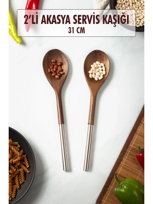 Akasya 2 Li Servis Kaşığı & Sunum Kaşığı & Salata Servis Seti