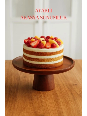 Akasya Ayaklı Sunumluk & Sunum Tabağı & Sunum Servisi 30x30x10 cm