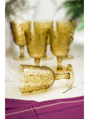 Akrilik Amber 6lı Kadeh & Su Meşrubat Kahve Yanı Bardağı 450 ml ( Cam Değildir )