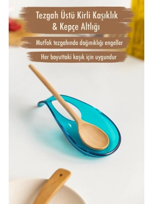 Akrilik Aquamarin Tezgah Üstü Kirli Kaşıklık & Kepçe Altlığı
