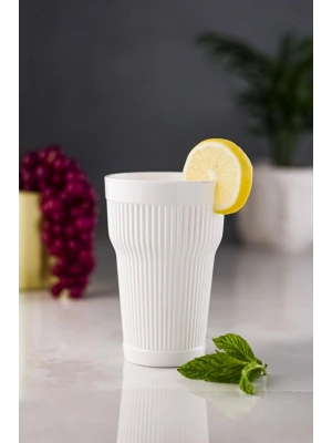 Akrilik Beyaz Tekli Uzun Bardak & Su Meşrubat Bardağı 400 ml ( Cam Değildir )