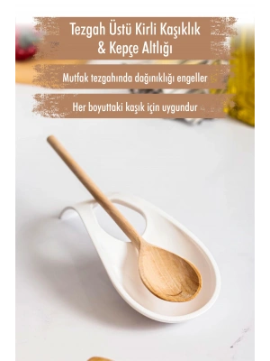 Akrilik Beyaz Tezgah Üstü Kirli Kaşıklık & Kepçe Altlığı