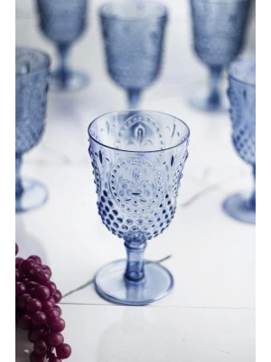 Akrilik Lacivert Tekli Kadeh & Su Meşrubat Kahve Yanı Bardağı 450 ml ( Cam Değildir )