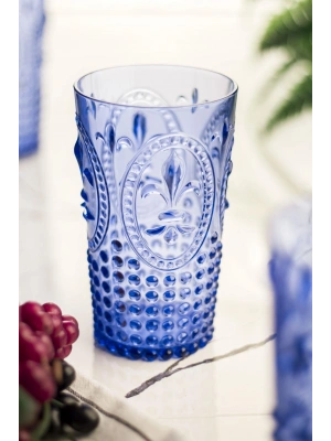 Akrilik Mavi Tekli Uzun Bardak & Su Meşrubat Bardağı 750 ml ( Büyük Boy & Cam Değildir )