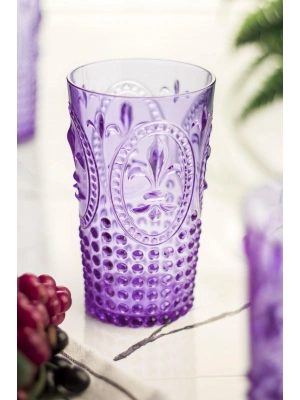 Akrilik Mor Tekli Uzun Bardak & Su Meşrubat Bardağı 750 ml ( Büyük Boy & Cam Değildir )