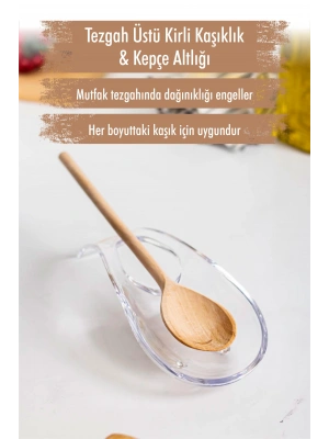 Akrilik Şeffaf Tezgah Üstü Kirli Kaşıklık & Kepçe Altlığı