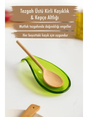 Akrilik Yeşil Tezgah Üstü Kirli Kaşıklık & Kepçe Altlığı