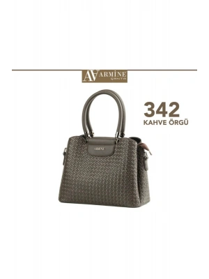 Armine 342 Kahve Örgülü Kadın Omuz Çantası
