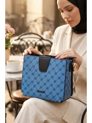 Armine 348 Mavi Noktalı Günlük Casual Kadın Omuz Çantası