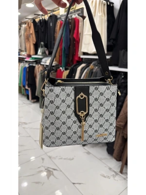 Armine 361 Gri Noktalı Kadın Kol ve Omuz Çantası