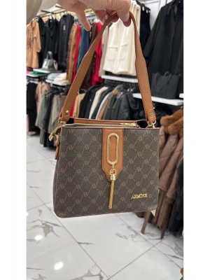 Armine 361 Kahverengi Noktalı Kol ve Omuz Çanta
