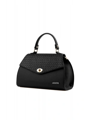 Armine 409 Siyah Örgülü Kadın El Omuz Çanta