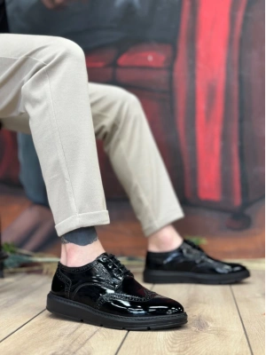 Ba0003 Bağcıklı Klasik Siyah Taban Rugan Yüksek Taban Casual Erkek Ayakkabı Erkek Klasik Ayakkabı