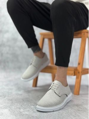 BA0003 Bağcıklı Klasik Spor Keten Beyaz Taban Casual Erkek Ayakkabı