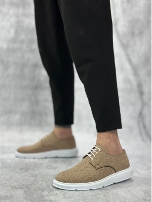 Ba0003 Bağcıklı Klasik Spor Keten Hardal Beyaz Taban Casual Erkek Ayakkabı Erkek Klasik Ayakkabı