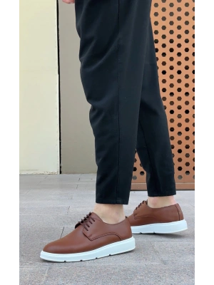 BA0003 Bağcıklı Klasik Taba Beyaz Kalın Taban Casual Erkek Ayakkabı
