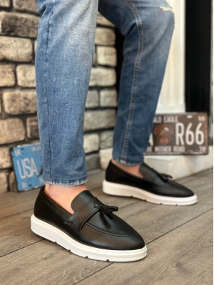 Ba0005 Bağcıksız Yüksek Beyaz Taban Klasik Cilt Deri Püsküllü Corcik Erkek Ayakkabı Erkek Klasik Ayakkabı