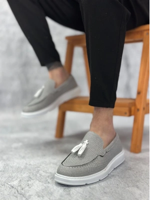 Ba0005 Bağcıksız Yüksek Taban Klasik Keten Füme Püsküllü Erkek Ayakkabı Erkek Klasik Ayakkabı